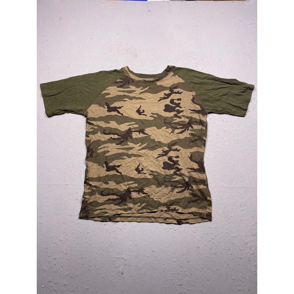 Unbranded Camo Raglan T-Shirt Cotton Blend Green Brown M Mens